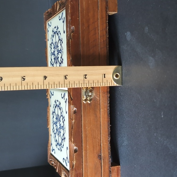 VGT,Mexican Brown Wooden/Tile Decorative Trinket Box. - Picture 3 of 9